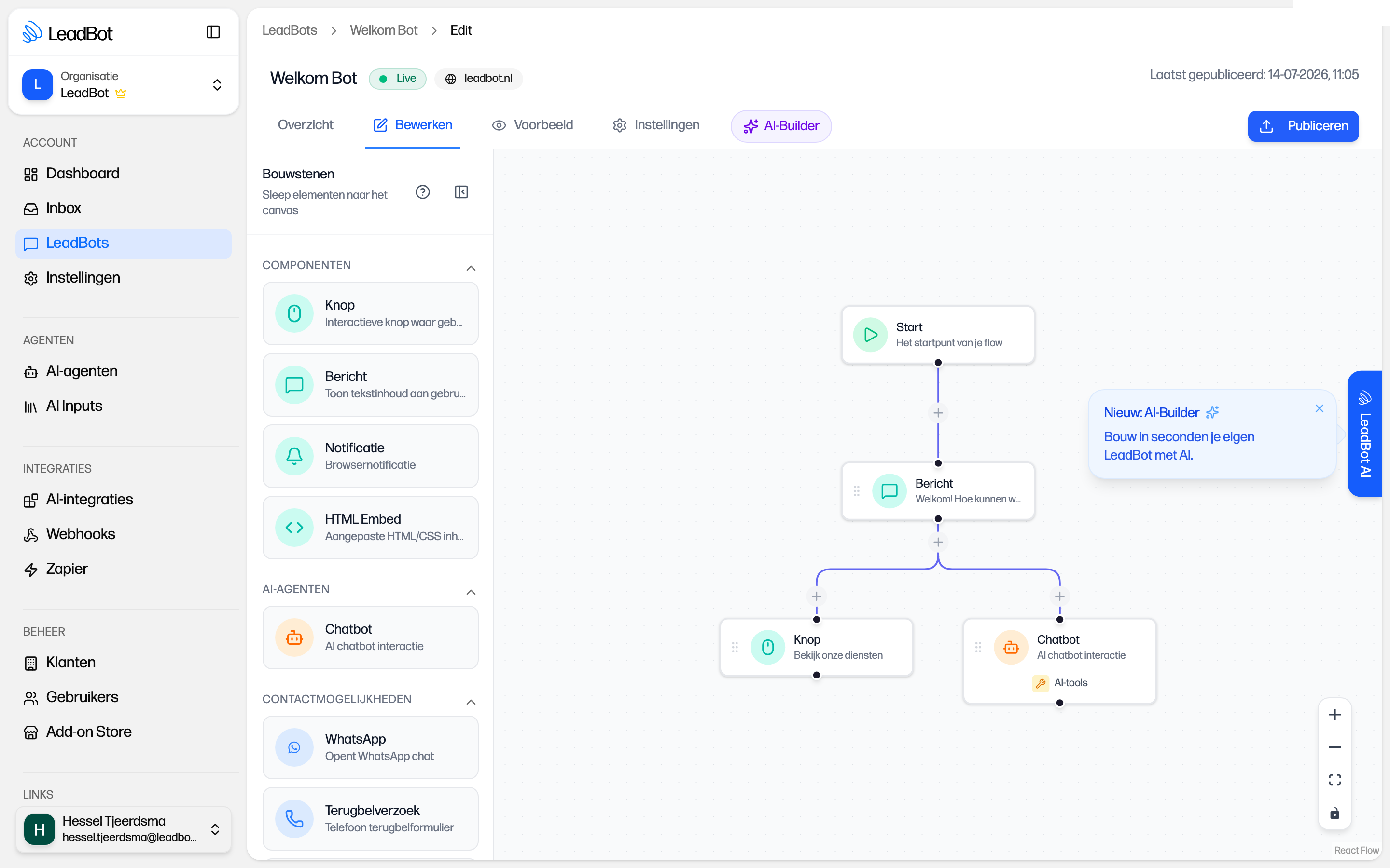 LeadBot templates kiezen